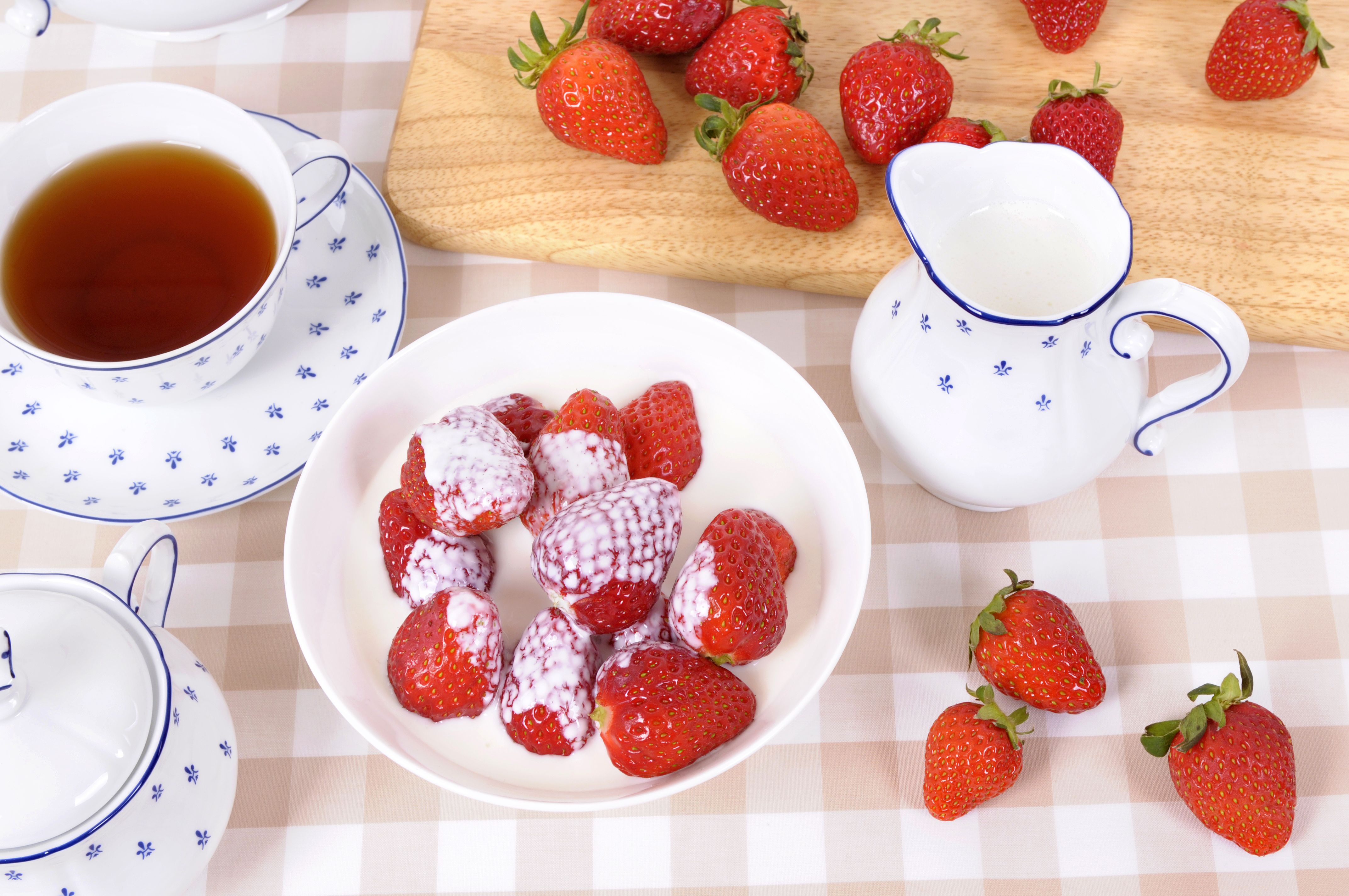 Strawberries and cream with afternoon tea.